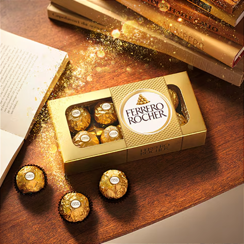 Caixa Ferrero Rocher 8 unidades - Ferrero Rocher 100g