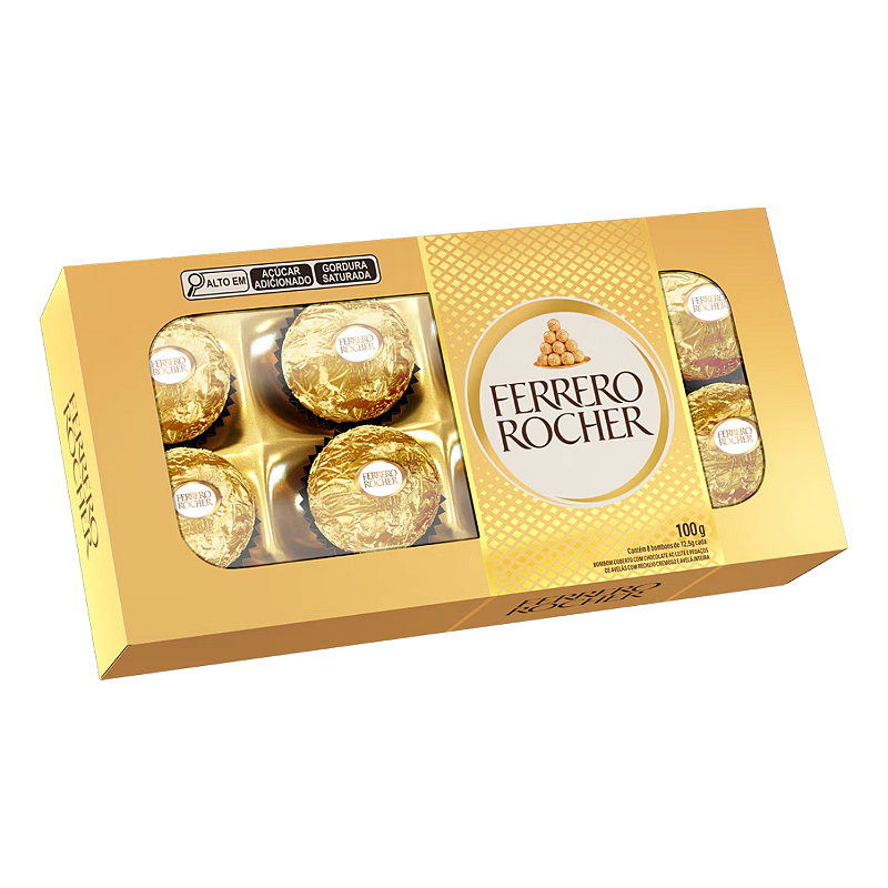 Caixa Ferrero Rocher 8 unidades - Ferrero Rocher 100g