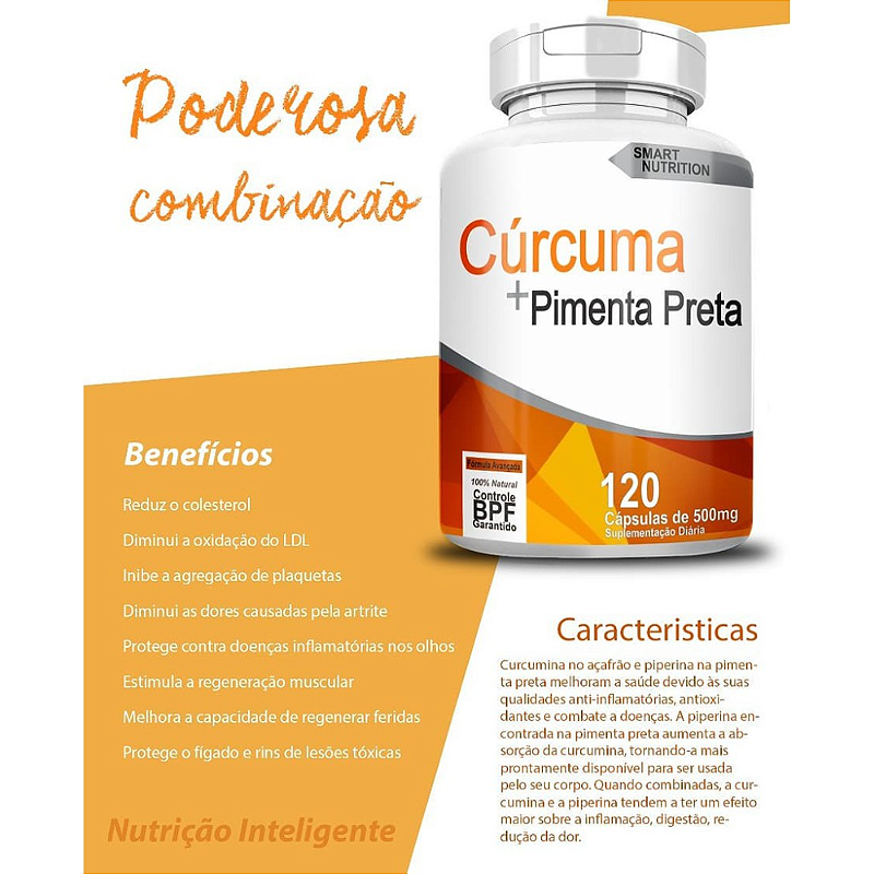 Cúrcuma + Pimenta Preta 500 mg – 120 Cápsulas – 4 Elementos – Antioxidante Potencializado