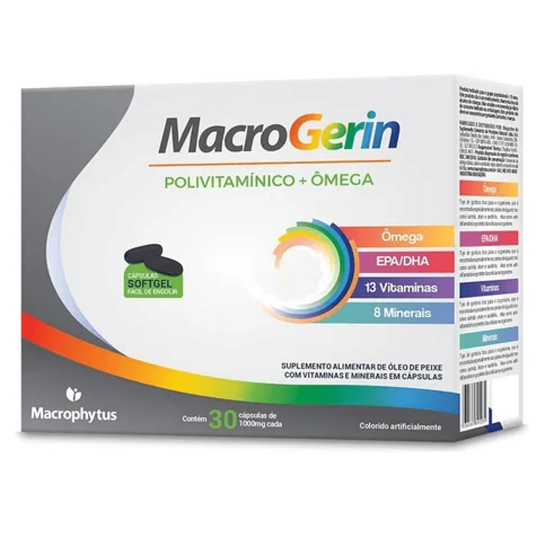 Macro Gerin 1400 mg – 30 Cápsulas – Polivitamínico + Ômega 3 Completo — produto Mille Grani (imagem ilustrativa)