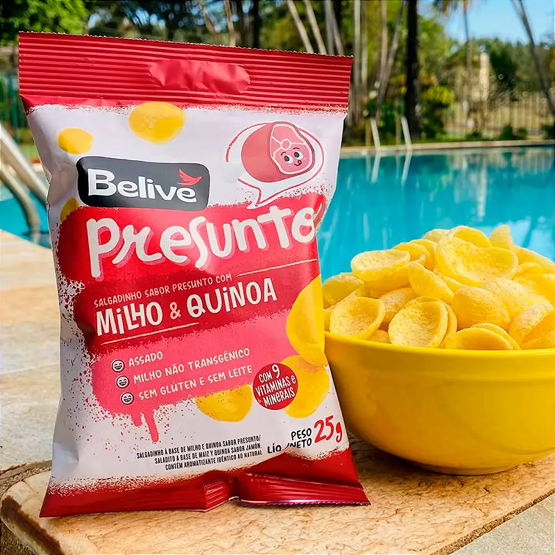 Snack Soja sabor Presunto 25g Belive - Crocância irresistível e nutrição em cada mordida!