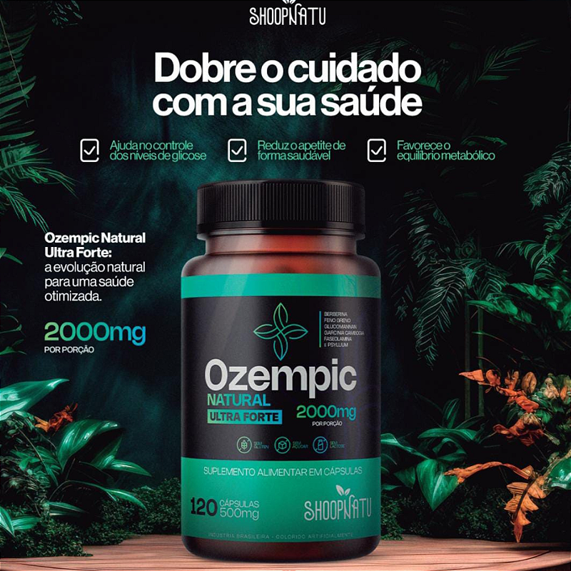 Ozempic Fibras & Fitonutrientes 2000mg – 120 Cápsulas – Saciedade e Equilíbrio Natural