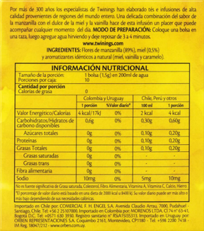 Chá Camomila, Mel e Baunilha 15g - Twinings | Um Toque de Doçura e Tradição em Cada Xícara!
