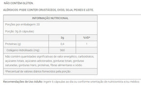 Colágeno Hidrolisado 1200 mg – 120 Cápsulas – Firmeza da Pele, Cabelos e Unhas