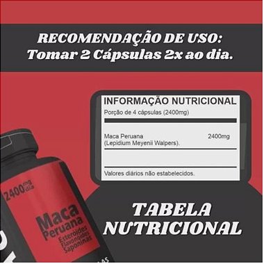 Maca Peruana Vermelha 600mg – 60 Cápsulas – Vitalidade e Energia