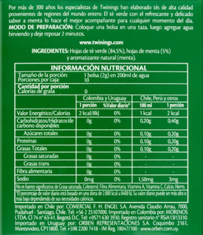 Chá Verde e Hortelã 20g - Twinings | Sabor Refrescante e Natural para o Seu Dia!