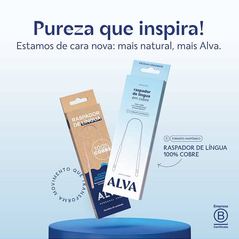 Raspador de Língua de Cobre Alva – Elimine o Mau Hálito e Cuide da Sua Saúde Bucal