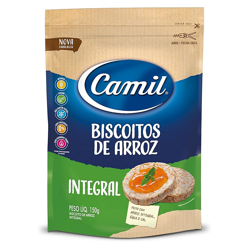 Biscoitos de Arroz Integral 150g - Camil