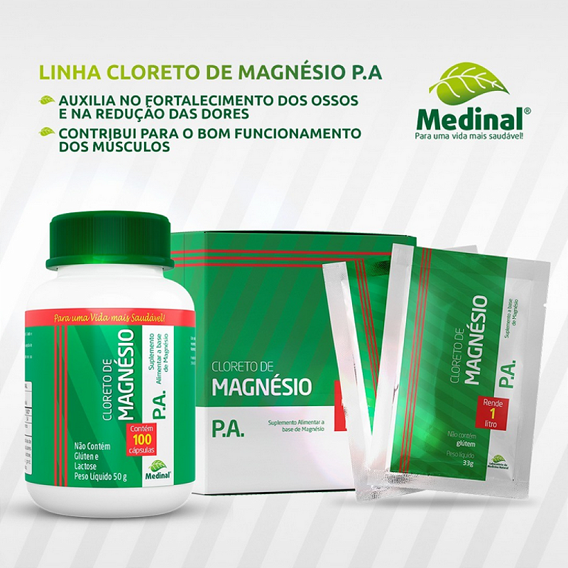 Cloreto de Magnésio P.A. 500 mg – 100 Cápsulas – Equilíbrio Muscular e Vitalidade