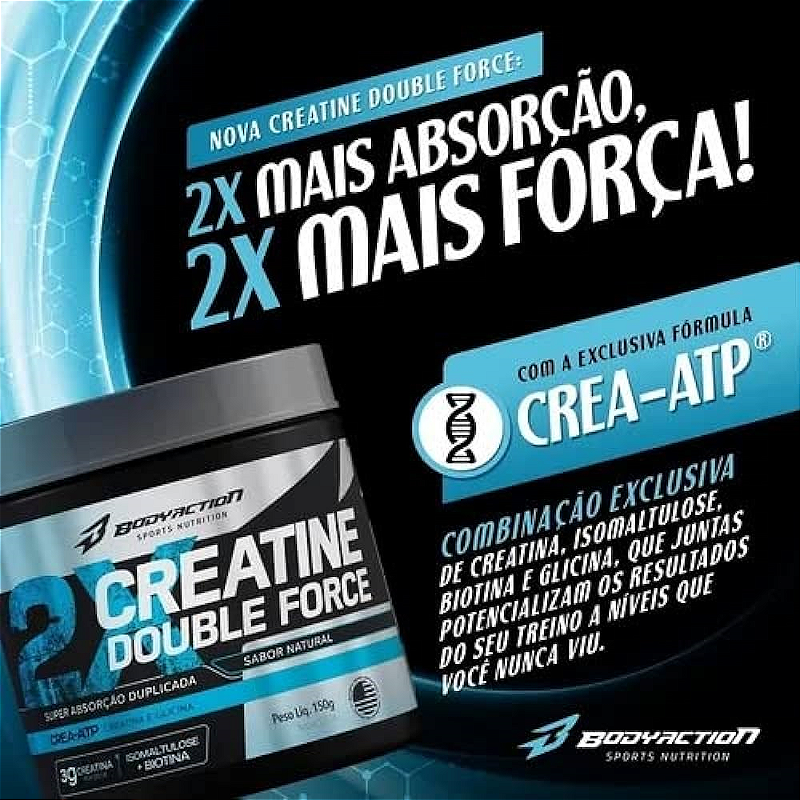 Creatine Double Force 150g - Body Action - Mais Força, Explosão e Resistência nos Treinos!