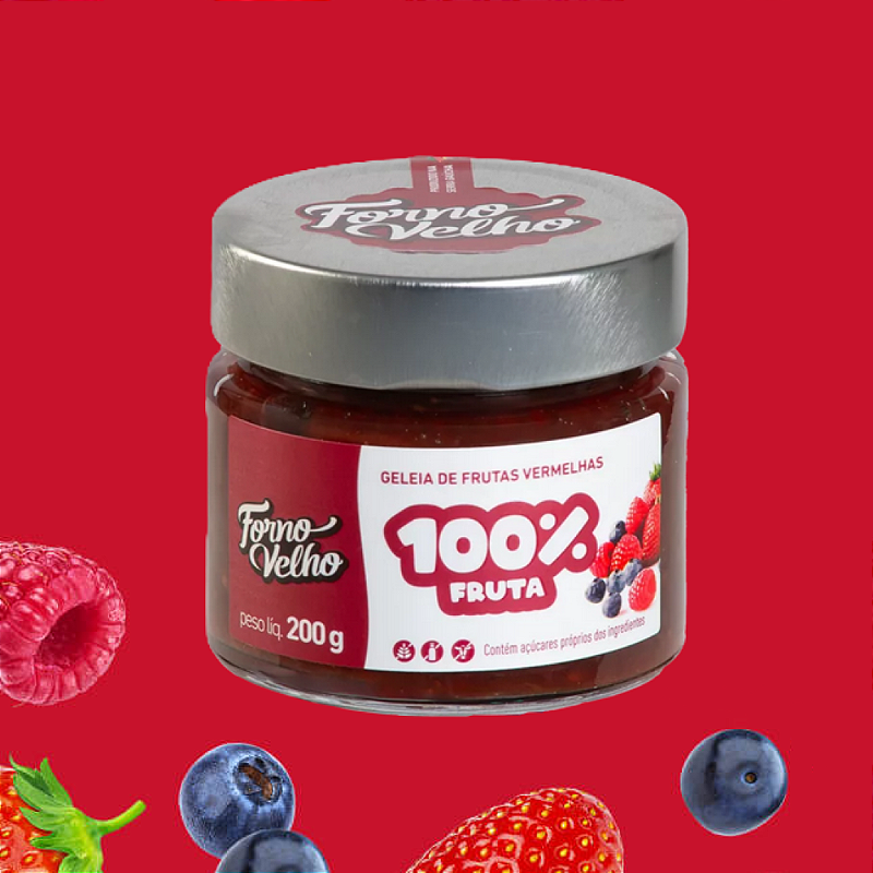Geleia de Frutas Vermelhas 100% Fruta 200g - Forno Velho – O Sabor Natural de Frutas Frescas em Cada Colher!