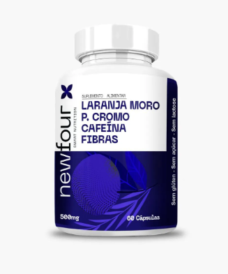 Laranja Moro + Cromo + Cafeína + Fibras 500 mg – 60 Cápsulas – Energia, Metabolismo e Saciedade