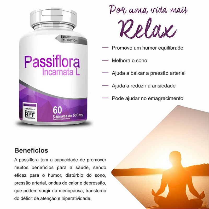 Passiflora 500 mg – 60 Cápsulas – Reduza a Ansiedade e Melhore o Sono com Calmaria Natural