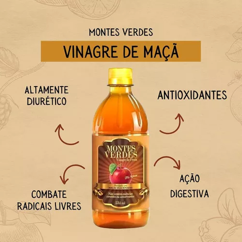 Vinagre de Maçã 530ml Montes Verdes – Natural, Saudável e Versátil