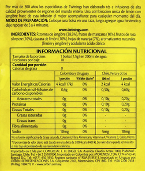 Chá Limão com Gengibre 20g - Twinings | A Infusão Revigorante para os Seus Momentos