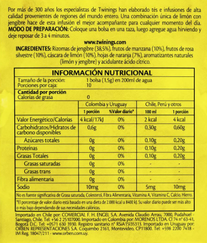 Chá Limão com Gengibre 20g - Twinings | A Infusão Revigorante para os Seus Momentos