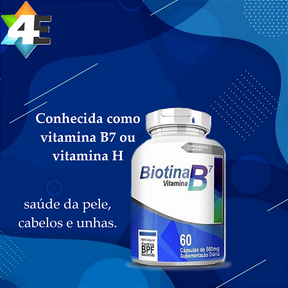 Biotina 500 mg – 60 Cápsulas – Energia, Beleza e Fortalecimento Natural