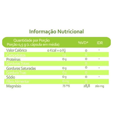 Cloreto de Magnésio P.A. 500 mg – 100 Cápsulas – Equilíbrio Muscular e Vitalidade