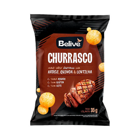 Snack de Arroz, Quinoa e Lentilha Sabor Churrasco 35g - Belive | Crocante e Saudável