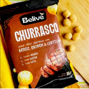 Snack de Arroz, Quinoa e Lentilha Sabor Churrasco 35g - Belive | Crocante e Saudável