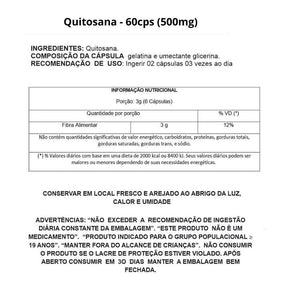 Quitosana 500 mg – 60 Cápsulas – Controle de Peso e Saúde Metabólica Natural