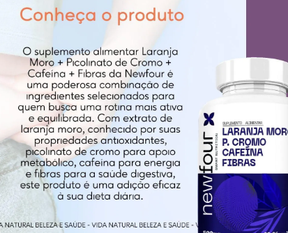 Laranja Moro + Cromo + Cafeína + Fibras 500 mg – 60 Cápsulas – Energia, Metabolismo e Saciedade