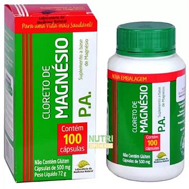 Cloreto de Magnésio P.A. 500 mg – 100 Cápsulas – Equilíbrio Muscular e Vitalidade