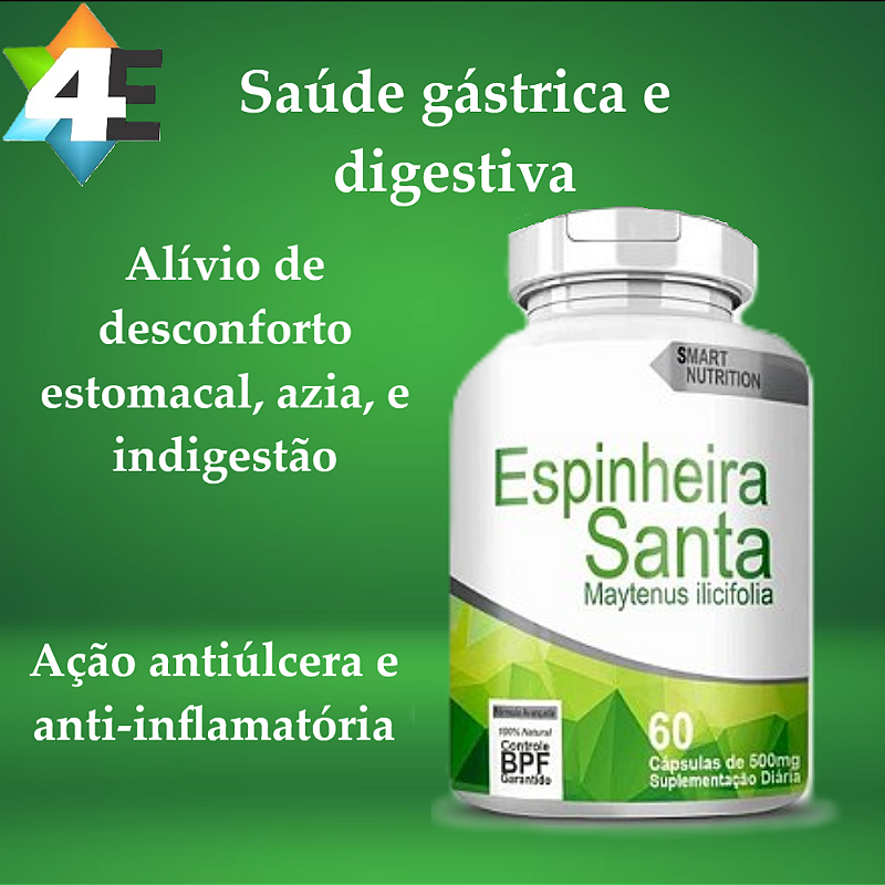 Espinheira Santa 500 mg – 60 Cápsulas – Saúde Digestiva e Proteção Gástrica