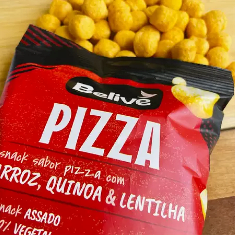 Snack de Arroz, Quinoa e Lentilha Sabor Pizza 35g – Crocante e Nutritivo | Belive