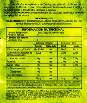 Chá Camomila, Canela e Maçã 15g - Twinings | Relaxamento e Sabor em Cada Xícara!