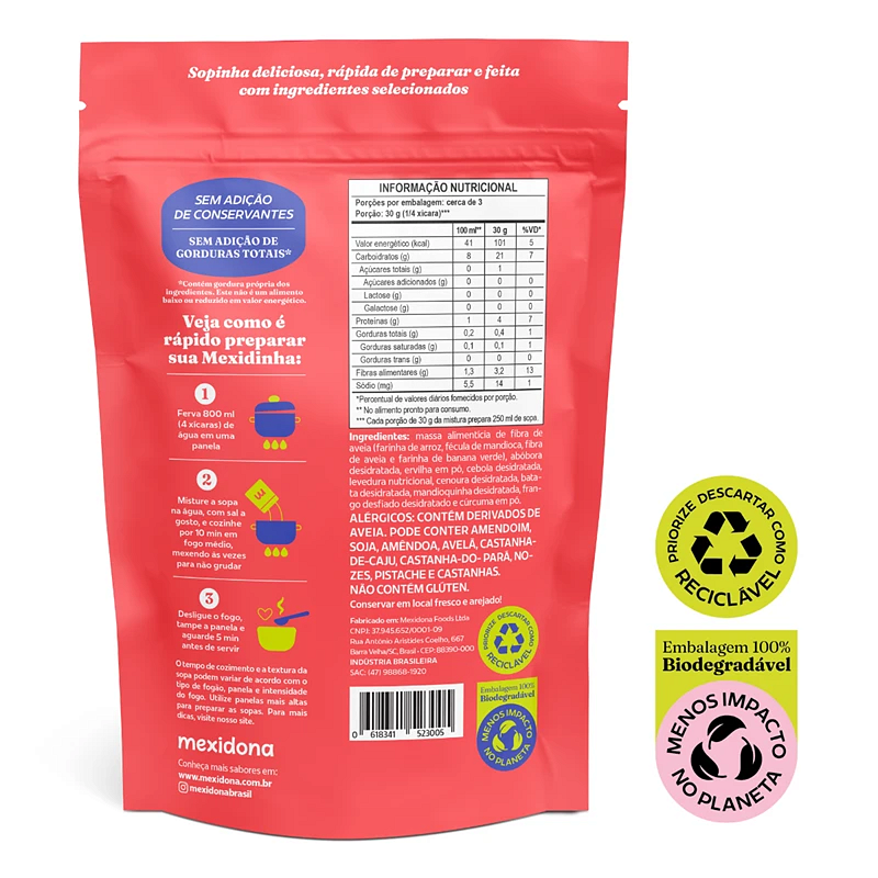 Sopa de Letrinhas (com legumes e franguinho) 90g Mexidona - Nutrição com Sabor e Carinho para os Pequenos