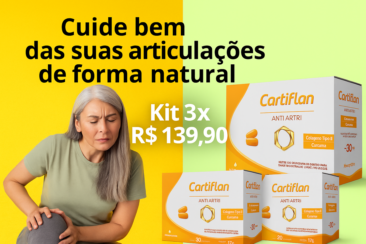 Kit 3x Cartiflan 475 mg – 90 Cápsulas | Rotina Leve e Natural