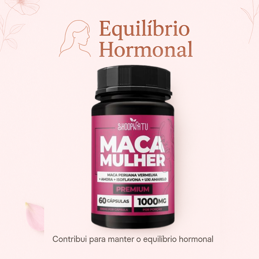 Kit 3x Maca Mulher 1000mg – 180 Cápsulas | Maca Peruana Vermelha + Amora + Isoflavona + Uxi Amarelo