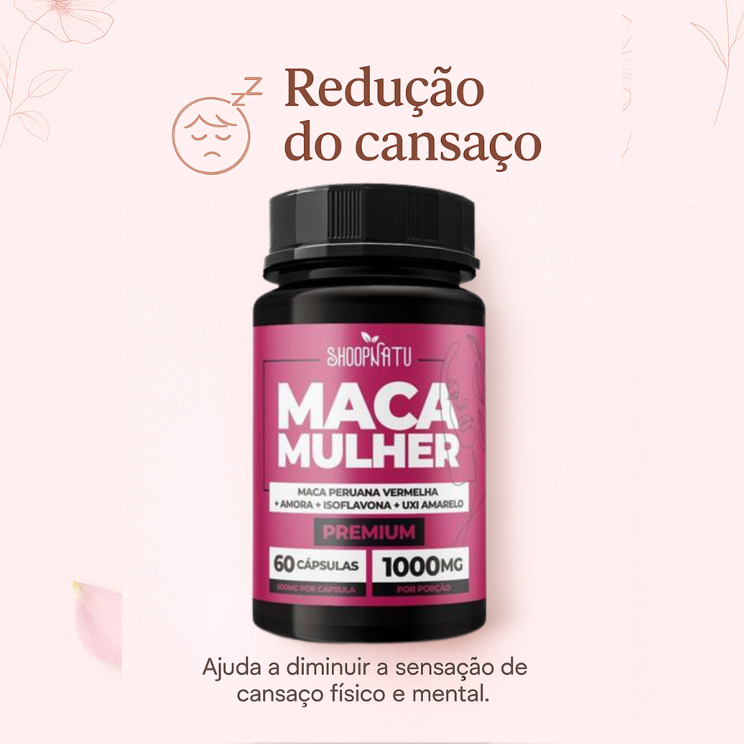 Kit 3x Maca Mulher 1000mg – 180 Cápsulas | Maca Peruana Vermelha + Amora + Isoflavona + Uxi Amarelo