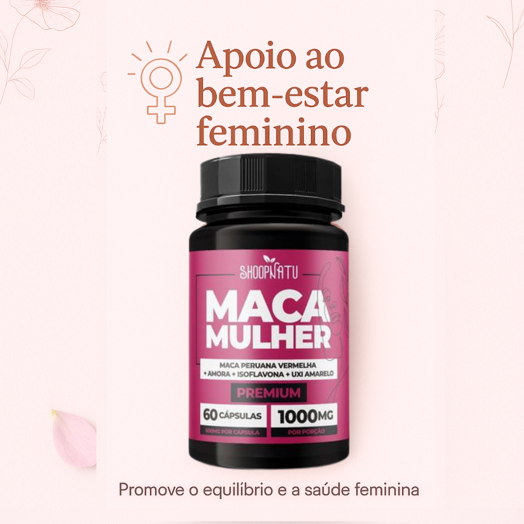 Kit 3x Maca Mulher 1000mg – 180 Cápsulas | Maca Peruana Vermelha + Amora + Isoflavona + Uxi Amarelo