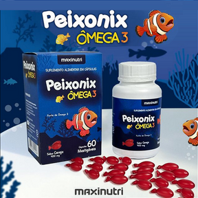Peixonix Ômega 3 400 mg – 60 Cápsulas Mastigáveis Sabor Cereja | Suplemento Divertido e Saudável