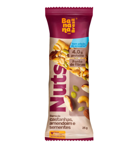Nutsbar Barra de Castanhas, Amendoim e Sementes 25g - Banana Brasil Cauí
