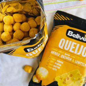 Snack Arroz, Quinoa & Lentilha Sabor Queijo 35g - Belive Crocância irresistível e nutrição em cada mordida!
