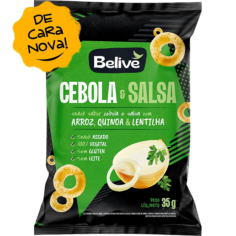 Snack de Arroz, Quinoa e Lentilha Sabor Cebola e Salsa 35g – Saudável e Delicioso!