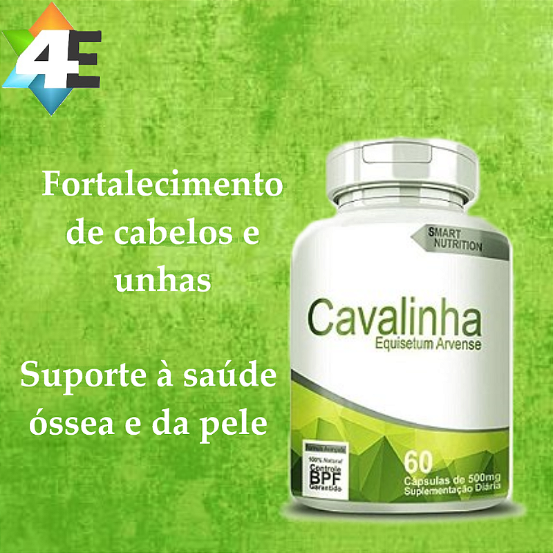 Cavalinha 500 mg – 60 Cápsulas – Conforto Digestivo, Pele, Cabelos e Unhas