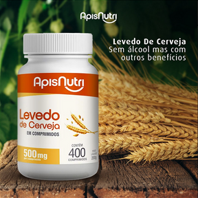 Levedo de Cerveja 500 mg – 400 Comprimidos – Energia, Saciedade e Beleza Natural