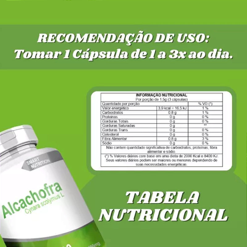 Alcachofra 500 mg – 60 Cápsulas – Digestão Saudável e Suporte ao Fígado
