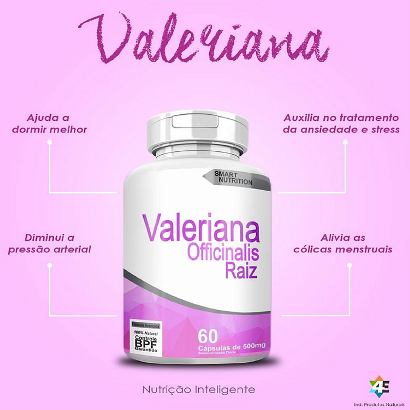 Valeriana 500 mg – 60 Cápsulas – Sono Tranquilo e Relaxamento Natural