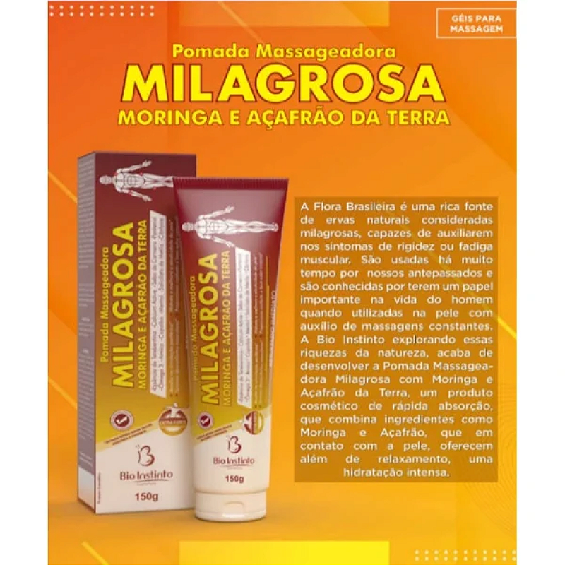 Pomada Milagrosa Moringa e Açafrão 150g – Alívio Rápido e Natural para a Pele | Bio Instinto