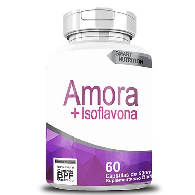 Amora + Isoflavona 500 mg – 60 Cápsulas – Equilíbrio Hormonal, TPM e Menopausa