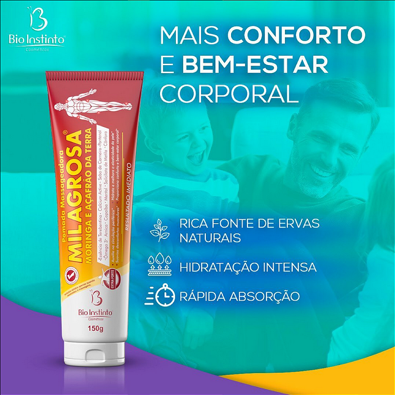 Pomada Milagrosa Moringa e Açafrão 150g – Alívio Rápido e Natural para a Pele | Bio Instinto