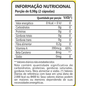 Beta-Caroteno 400 mg – 60 Cápsulas – Antioxidante e Proteção da Pele