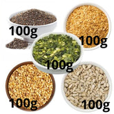 Kit Super Sementes da Vida 5x100g | Chia, Linhaça, Girassol, Abóbora e Gergelim