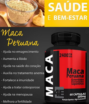 Maca Peruana Vermelha 600mg – 60 Cápsulas – Vitalidade e Energia