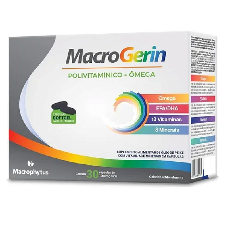 Macro Gerin 1400 mg – 30 Cápsulas – Polivitamínico + Ômega 3 Completo